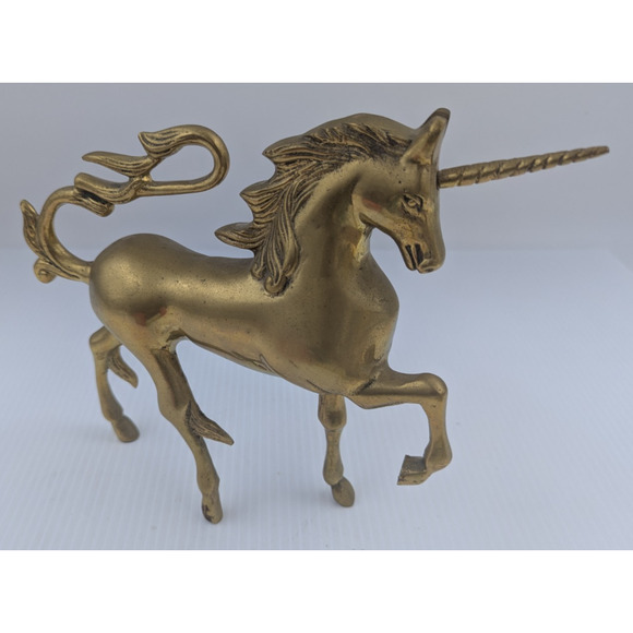 Vintage Solid Brass Mythical Unicorn Figurine Statue 3+ lbs. - Picture 1 of 11